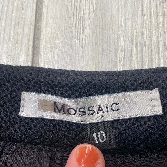 Mossaic Women's Black Mesh Pleated Knee Length A-Line Skirt Size 10 - Picture 3 of 8